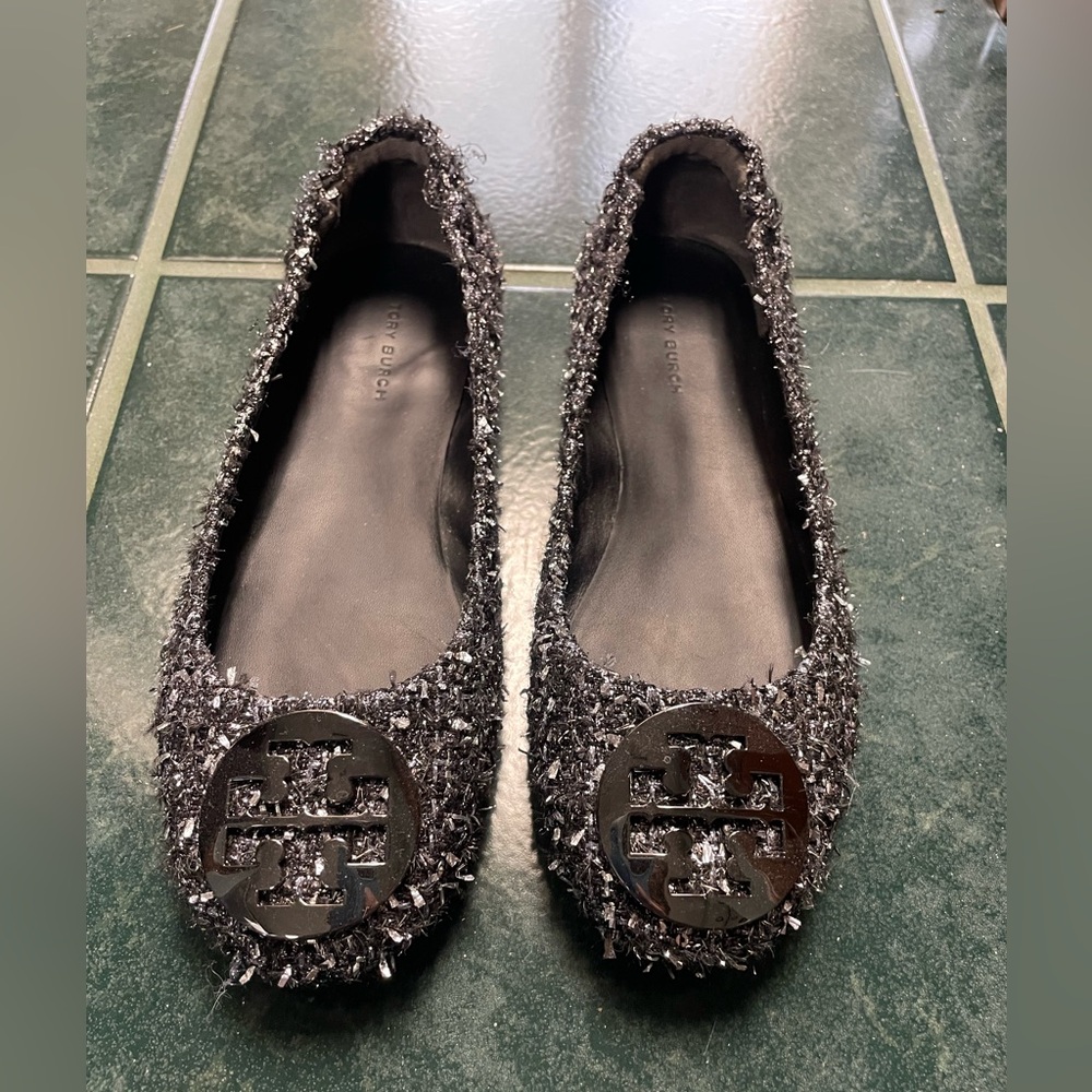 Tory Burch Women's Black Shimmery Flats